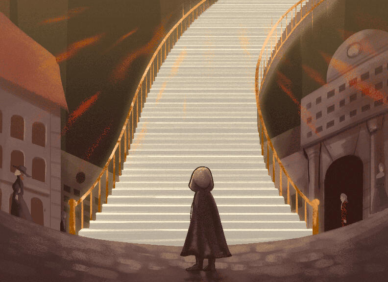 Unknown character in Chloridia looking at stairway