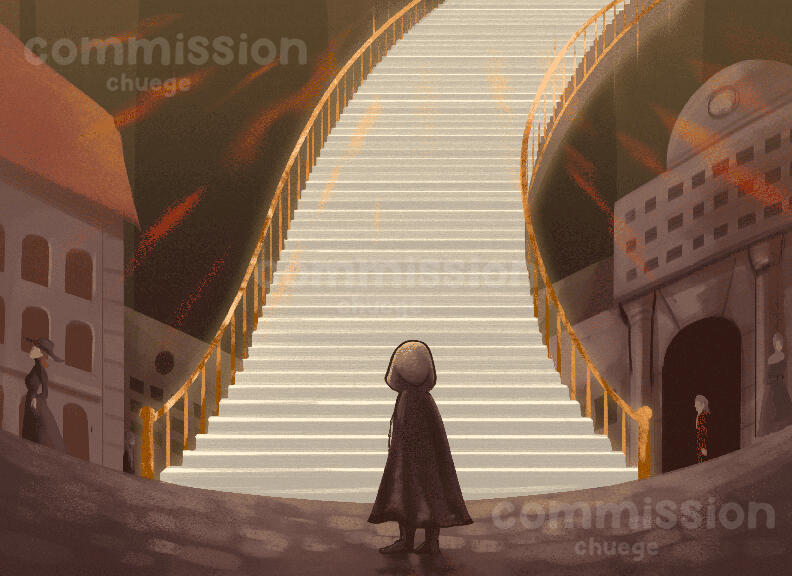 Unknown character in Chloridia looking at stairway